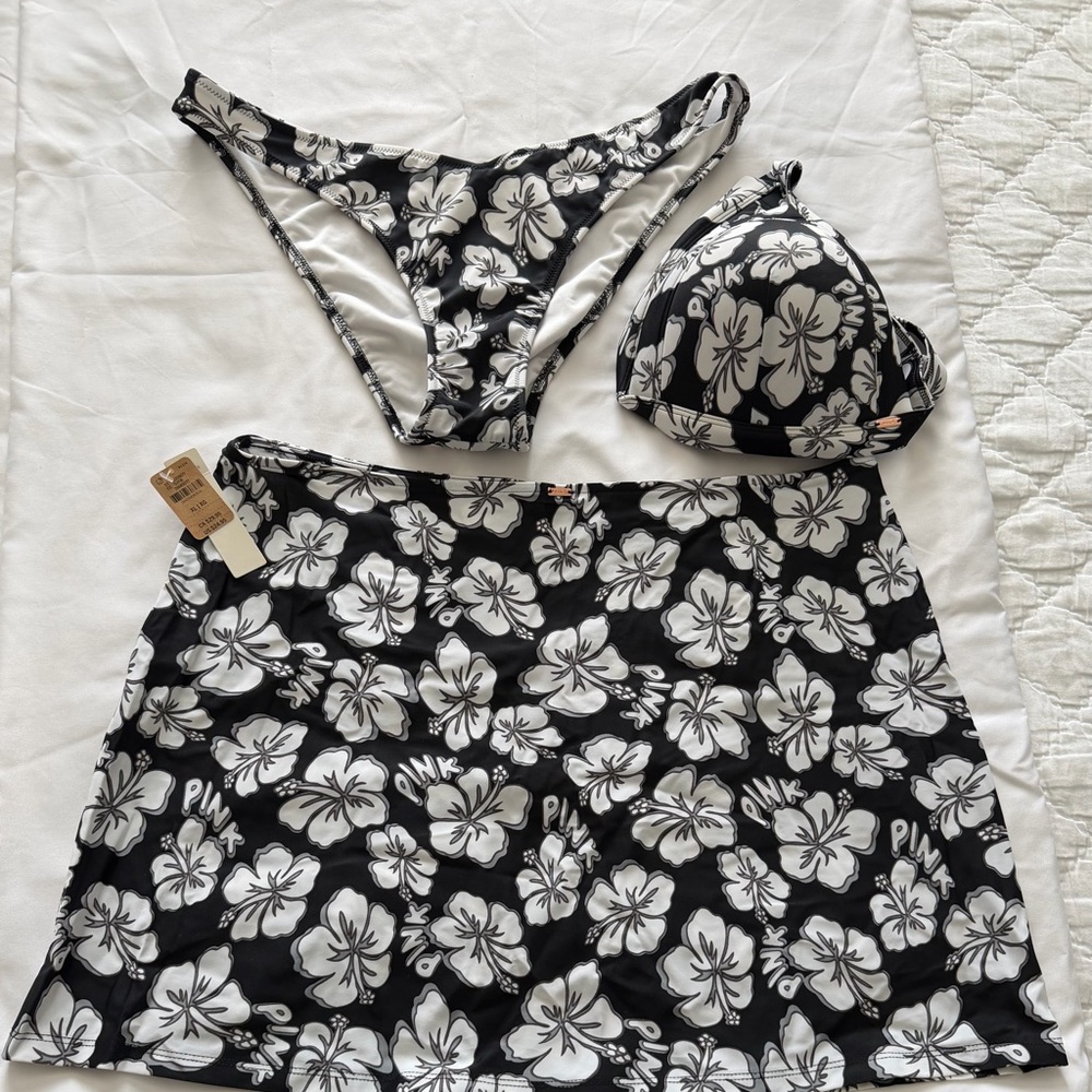 Victoria's Secret Black and White Floral Bikini Set
